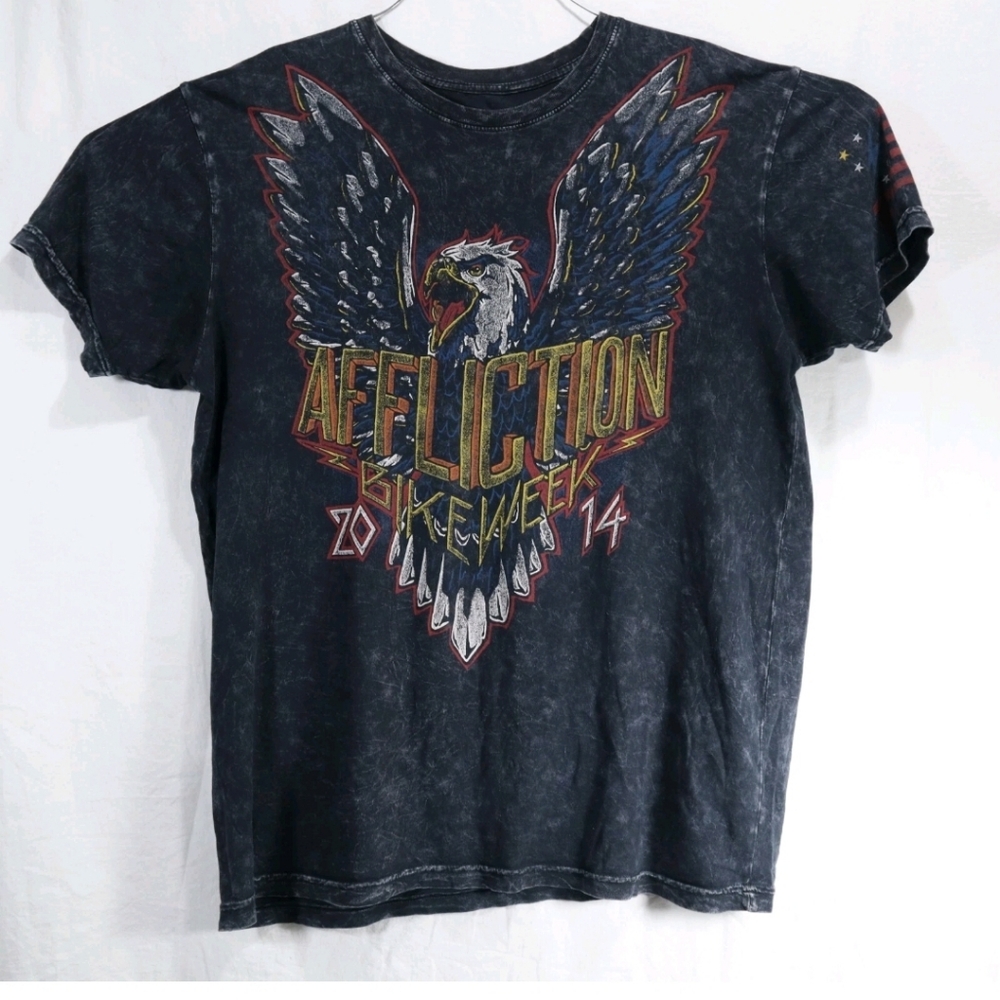 Affliction Daytona Beach Tee with Red and Yellow Accents